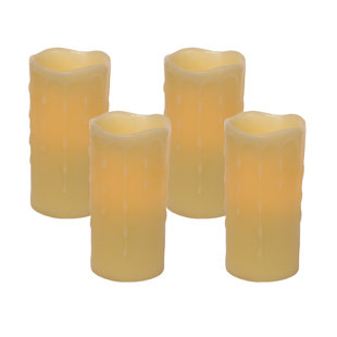 6" Wax Dripping LED Pillar Candle (Set of 4)
