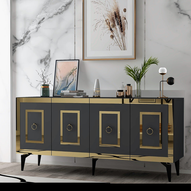Brylyn 150cm Console Table, Grey/Gold