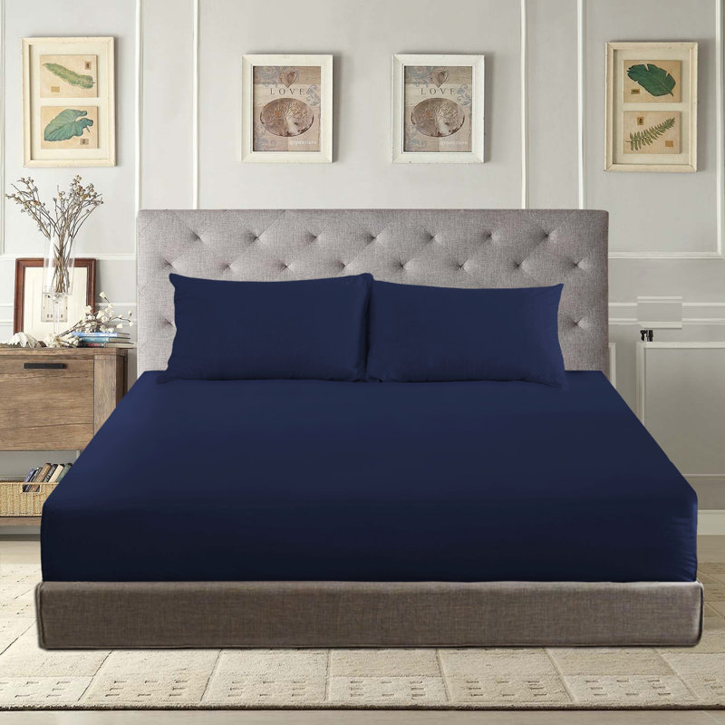 Boothby Microfiber Brushed Fitted Sheet, Single (3'), Navy