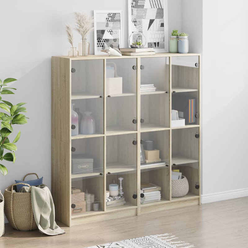 Aurbree 142 cm H x 136 cm W Standard Bookcase, Sonoma Oak