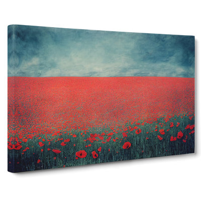 Resplendent Poppy Field Flowers - Wrapped Canvas