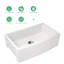 30 Inch Farmhouse Kitchen Sink White Ceramic Single Bowl Rectangle Sink with Bottom Grid