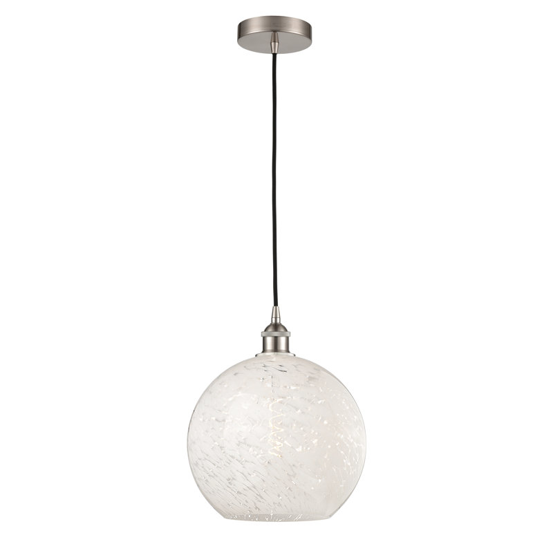 Mini-luminaire suspendu à cordon 1 lumière Edison White Mouchette 6 po-616-G1216, H 13,5 po x l 12 po x P 12 po