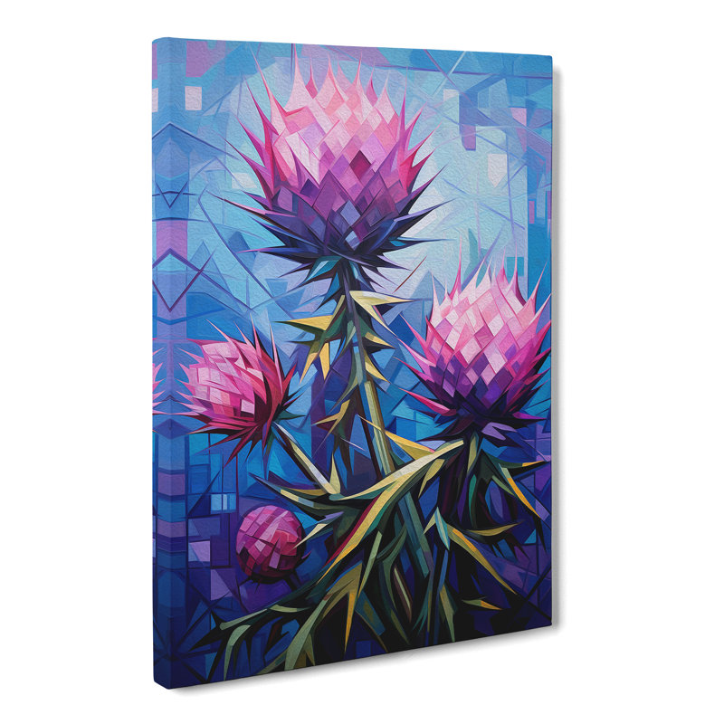 Thistle Cubism - Wrapped Canvas, 60cm H x 40cm W x 3cm D