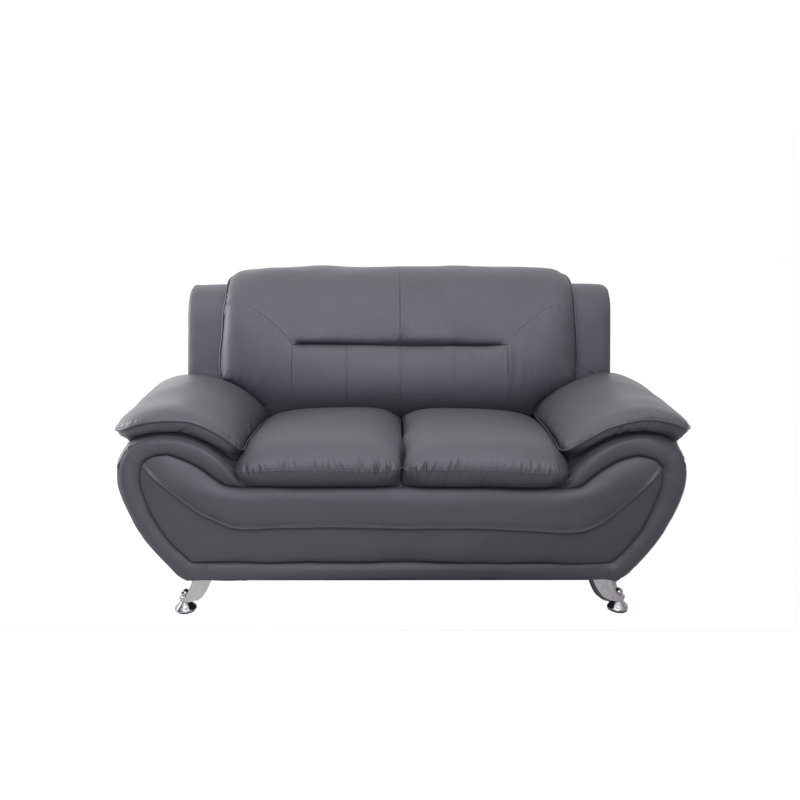 Sanuel 61.3'' Faux Leather Loveseat, Gray Faux Leather