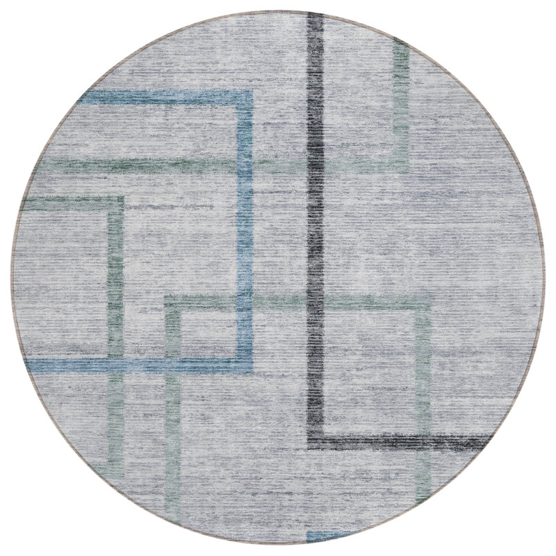 Tapis gris anthracite rond 8 po