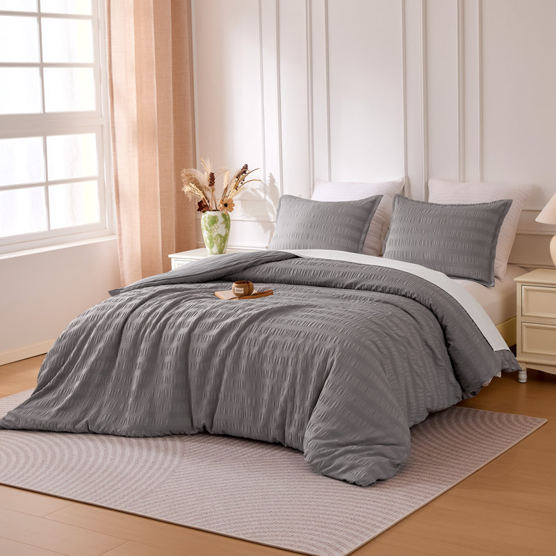 Ensemble de housse de couette Sleep Zone Diamond Grid Flower Craft, Housse de couette double et 2 taies décoratives