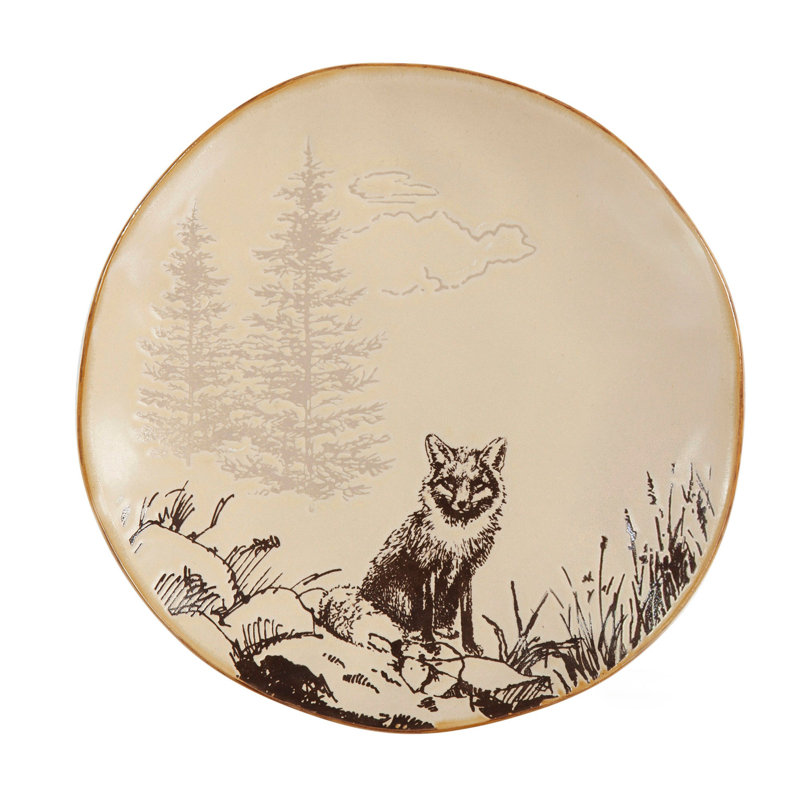 Ensemble de vaisselle 16 pièces White Pine Brown Cerical Rustic Lodge