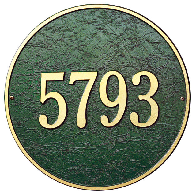 Plaque d'adresse murale 1 ligne, Vert et or, Oui