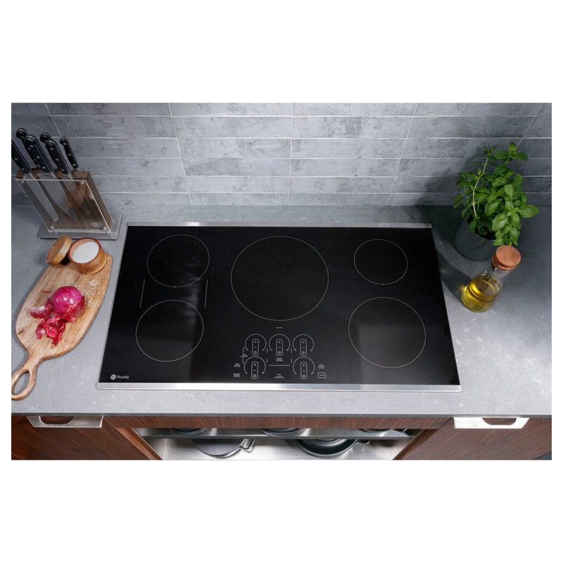 36" Induction Cooktop with 5 Elements, Black/Stainless Steel