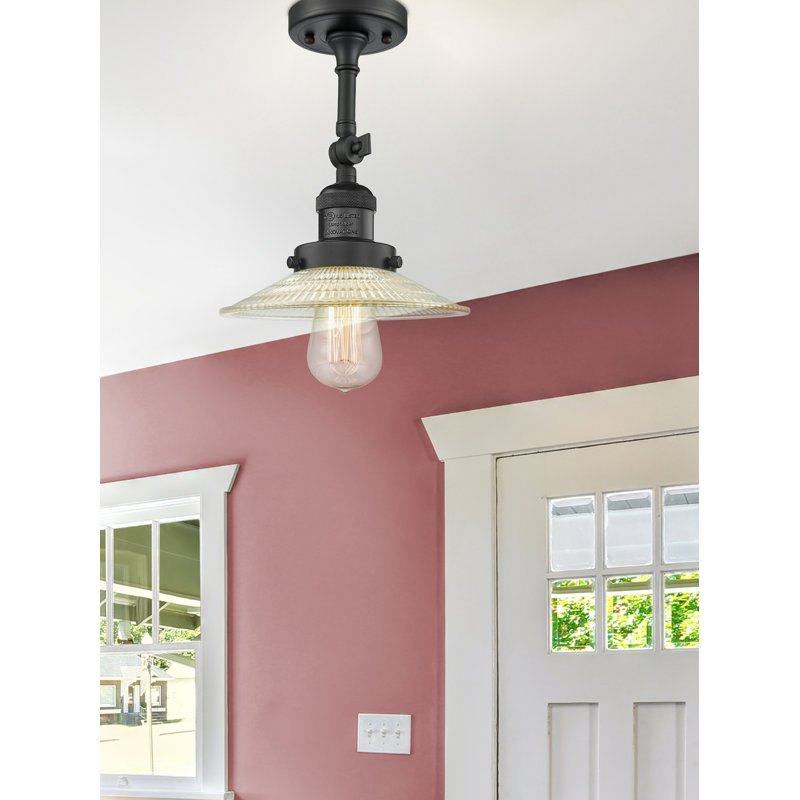 Plafonnier semi-encastré 1 lumière 8,5 po Miramontes, Ampoule non incluse, Noir mat, Halophane transparent