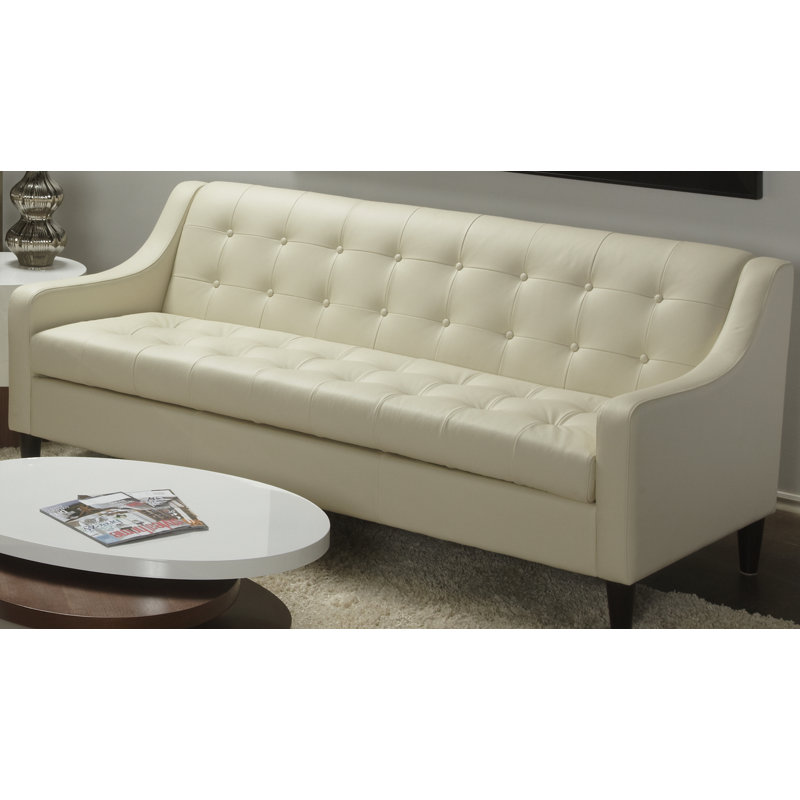 Canapé à accoudoirs encastrés en cuir véritable 73 po Dann, Lin