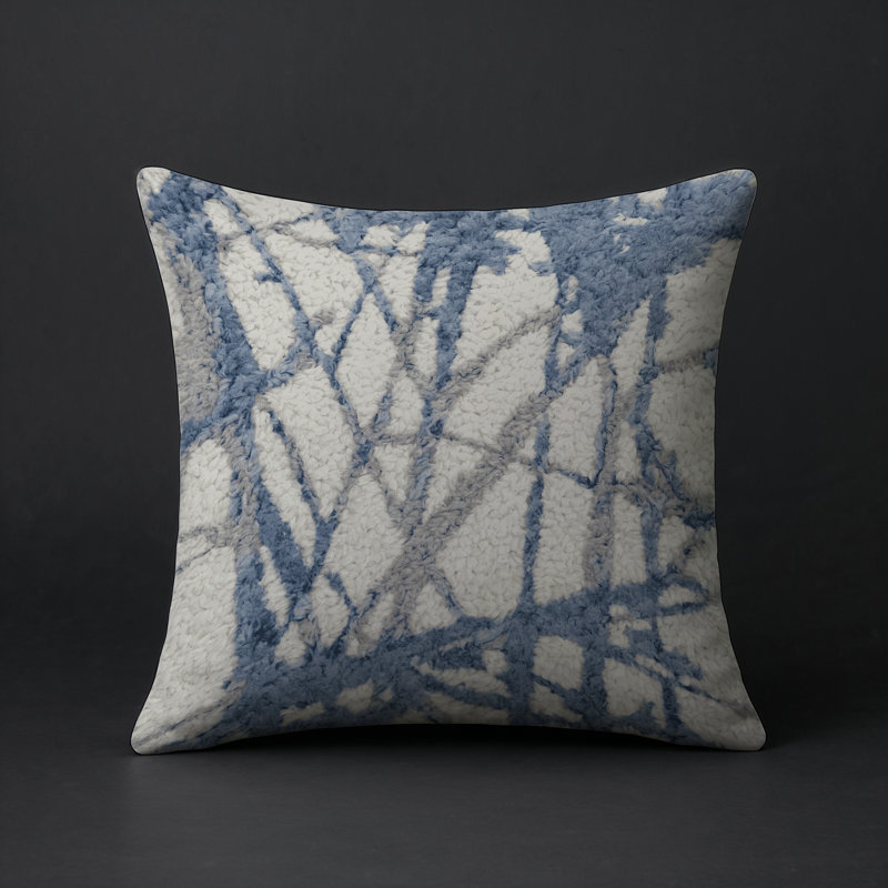 Coussin décoratif intérieur et extérieur Modern, Carré 16 po, Grey/Blue Abstract