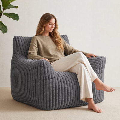 Comfy Bean Bag Chair, Faux Fur Lazy Bean Bag Sofa for Living Room, Bedroom and Dorm
