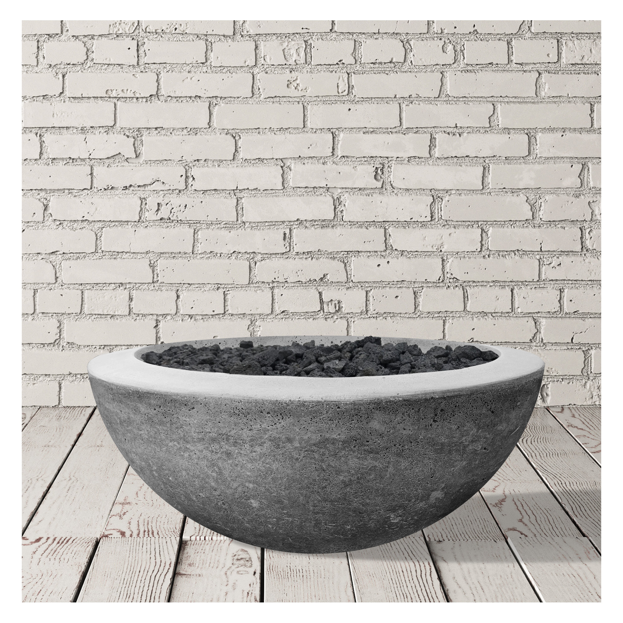 Round Fire Pit, 18" H x 30" W x 30" D, Natural Gas