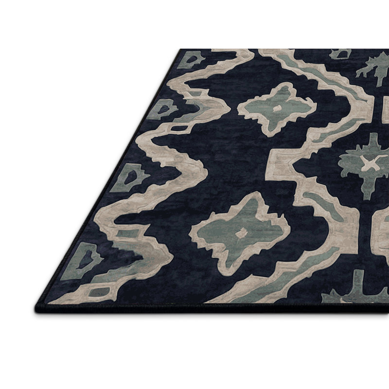 Tapis gris soyeux et moelleux, Rond 7 pi