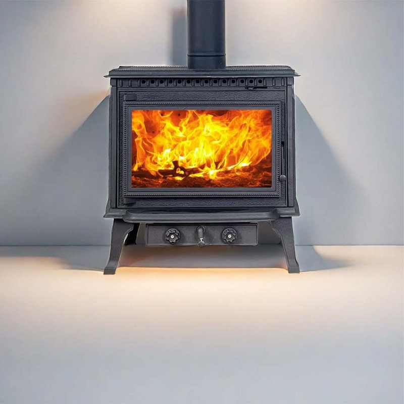 Small domestic heating wood fireplace