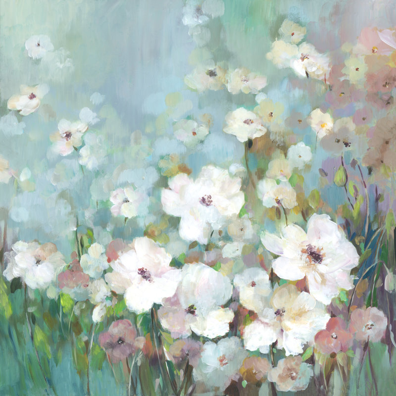 «Field Flower Garden On Canvas» par Asia Jensen, reproduction, H 12 po x l 12 po