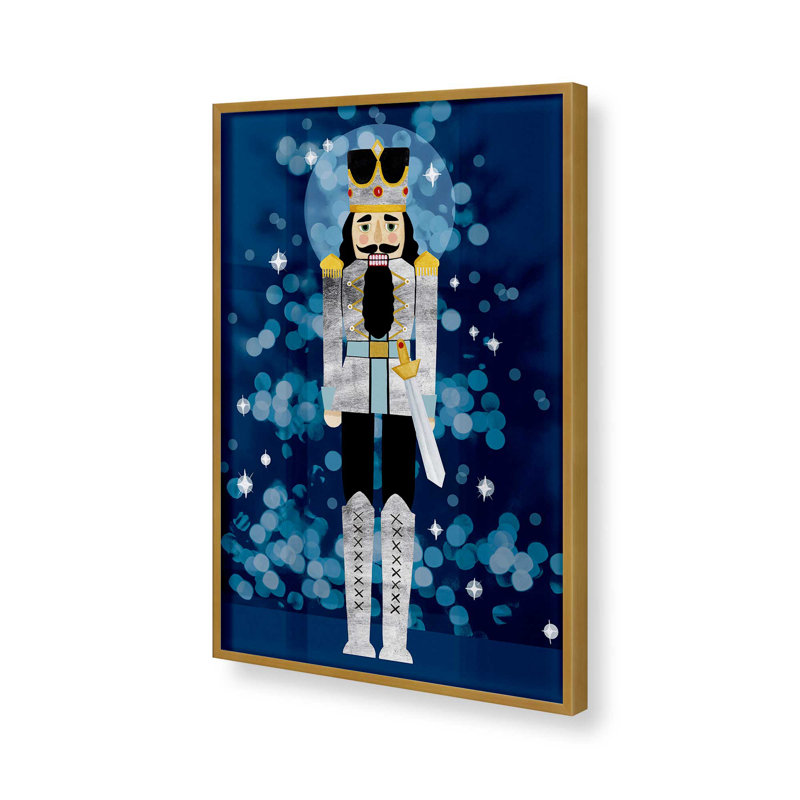 Classic Nutcracker in Blue I Print, Polished Gold Single Picture Framed, 15.25" H x 12.25" W x 1.25" D