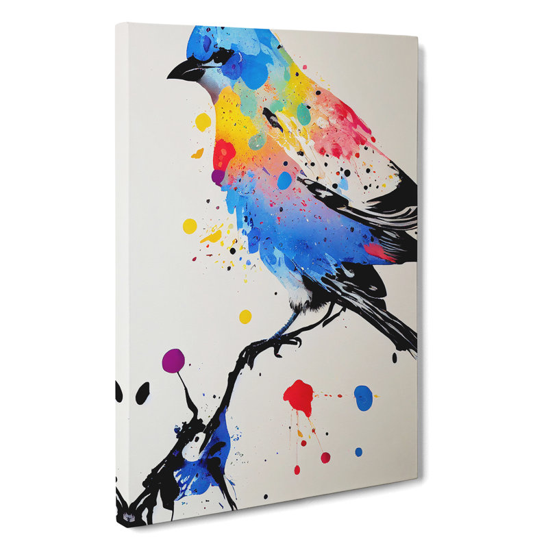 Paint Splash Bird No.2 - Wrapped Canvas, 50cm H x 35cm W x 3cm D