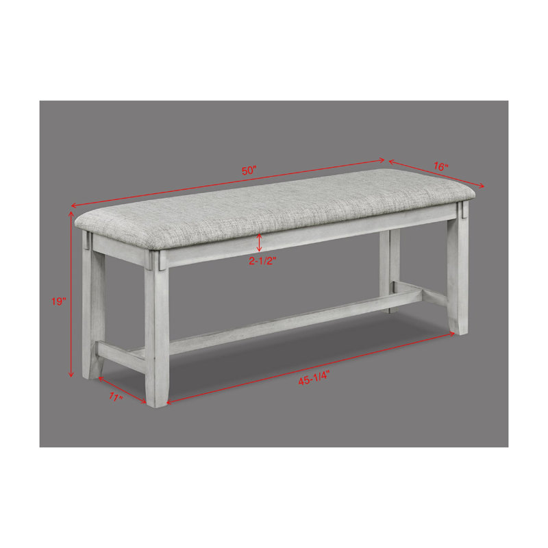 Banc de salle à manger en bois massif avec revêtement en bois gris et pieds en bois flotté