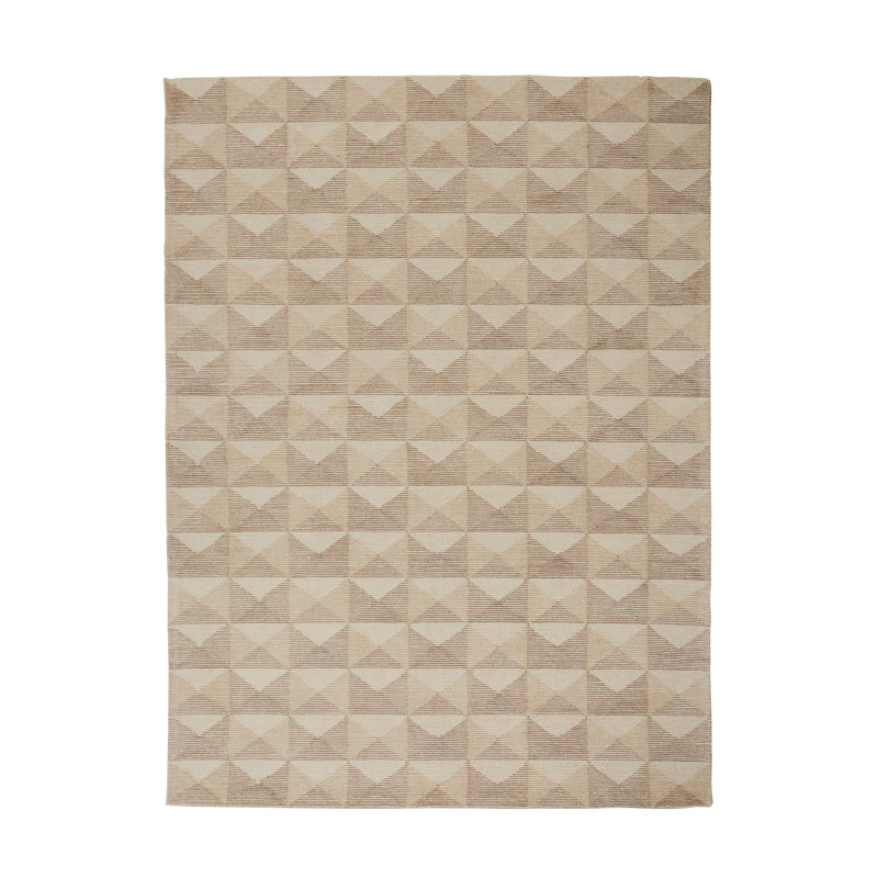 Hand Tufted Wool Geometric Shapes Area Rug in Brown, Rectangle 11' x 14'
