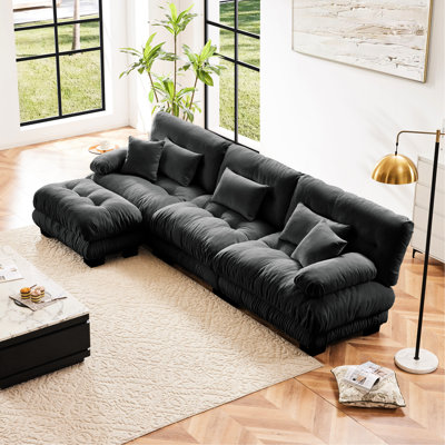Canapé modulaire de luxe modulaire à 3 places en chenille gris