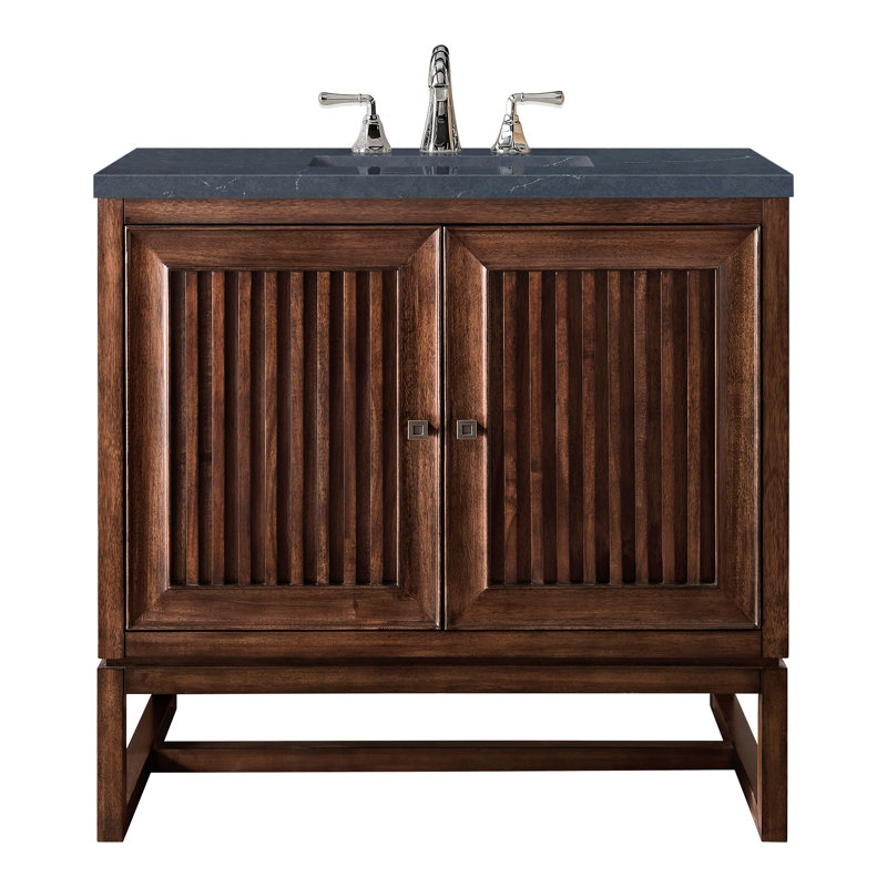 Athens 36'' W Single Vanity, Charcoal Soapstone, Glossy White, 8" Widespread
