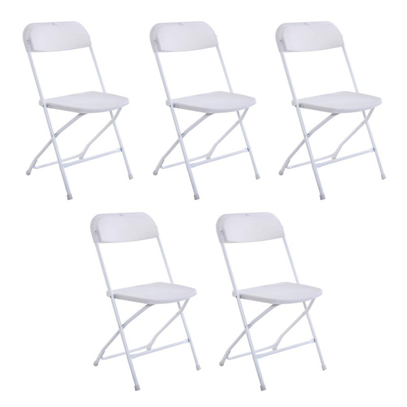 Chaise pliante à coussin souple blanc (ensemble de 5), Blanc