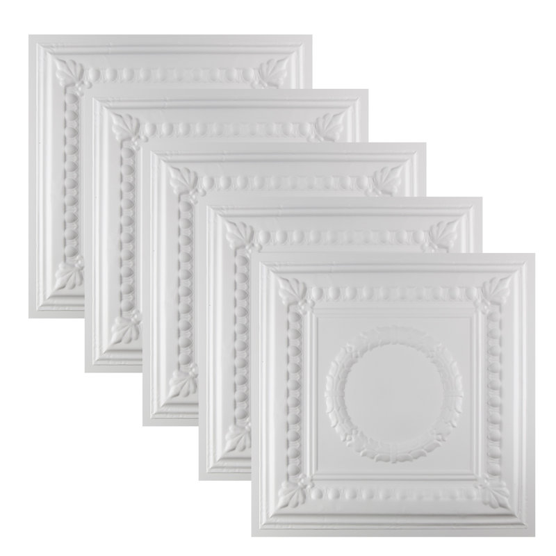 Dalle de plafond Great Lakes Tin Cleveland (paquet de 5), Blanc