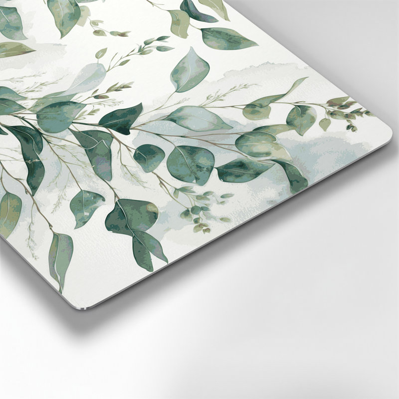 «Botanical Eucalyptus Beige», art mural en métal, H 132 po x l 168 po x P 0,05 po