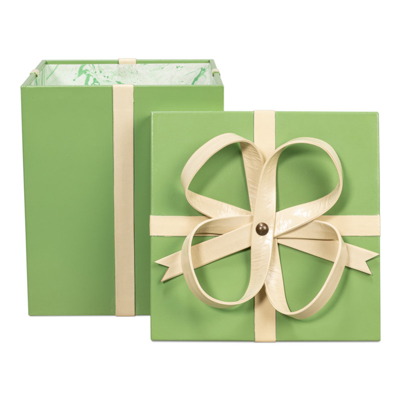 Ferrell 3 - Piece Leather/Wood Holiday Boxes Decorative Accent, Green