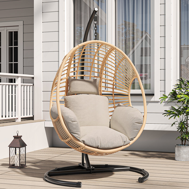 Fauteuil à œufs suspendu extra large, Beige, Naturel