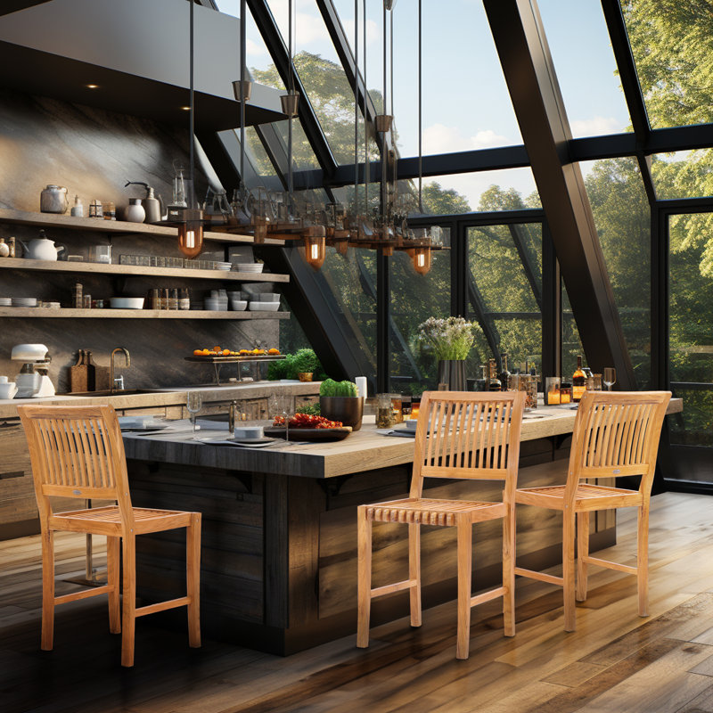 Castle Outdoor Teak Bar Stool