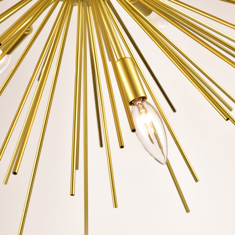 Lustre moderne sphérique Spoutnik à 7 lumières avec ornements en fer forgé Everitt pour le salon ou la salle à manger Everitt