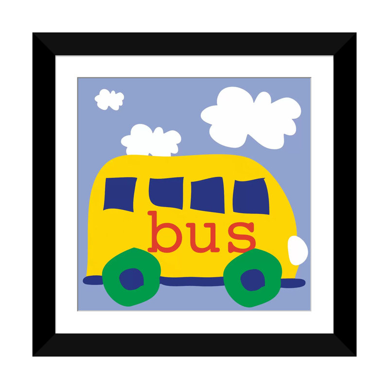 «Yellow School Bus», impression sur toile tendue, Papier beaux-arts encadré noir, Blanc, H 24 po x l 24 po x P 1 po