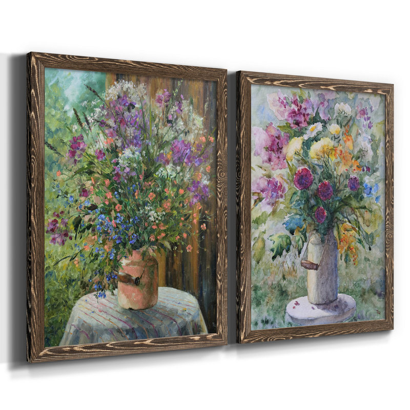 Farmhouse Bouquet - ensemble de 2 reproductions d'art, Pas de tapis, H 20 po x l 32 po x P 1 po, Toile tendue