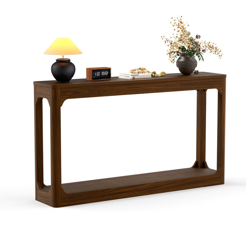 Table de rangement à pieds incurvés de 55,1 pouces, Walnut, Walnut, Walnut