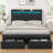 LED Bed Frame with 2 Drawers Pockets and Upholstered Wingback Headboard-74042663-99234377