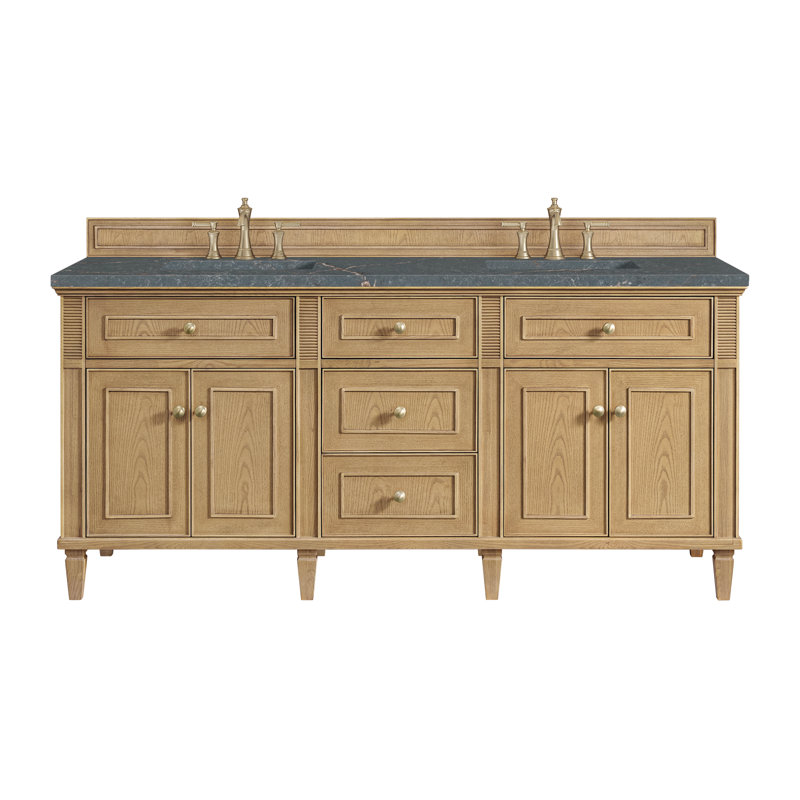 Lorelai 72 in. Double Vanity, Light Natural Oak, Parisien Bleu