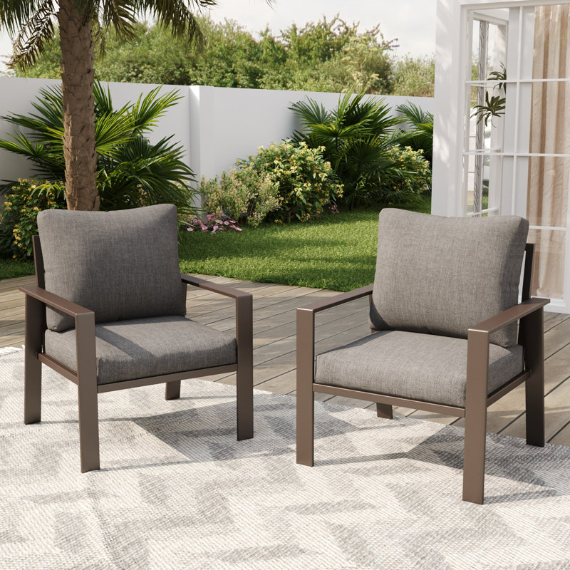 Fauteuil d'extérieur en aluminium avec coussins, Gris