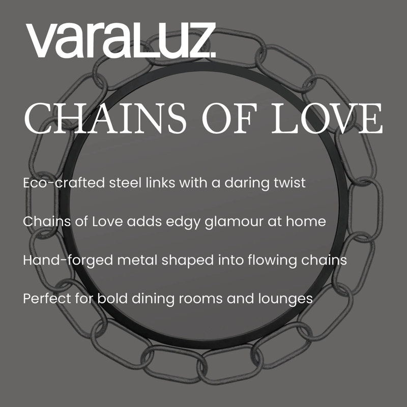 Miroir mural Chains of Love - noir mat / argent texturé, Argent texturé