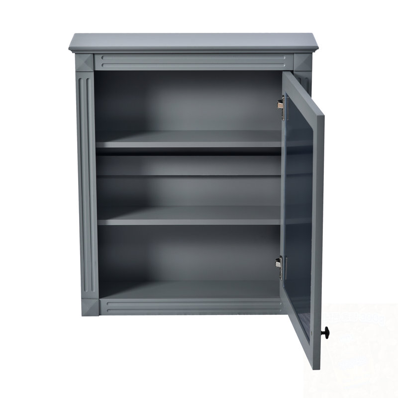 Armoire de rangement murale avec miroir et tablette réglable, Gris
