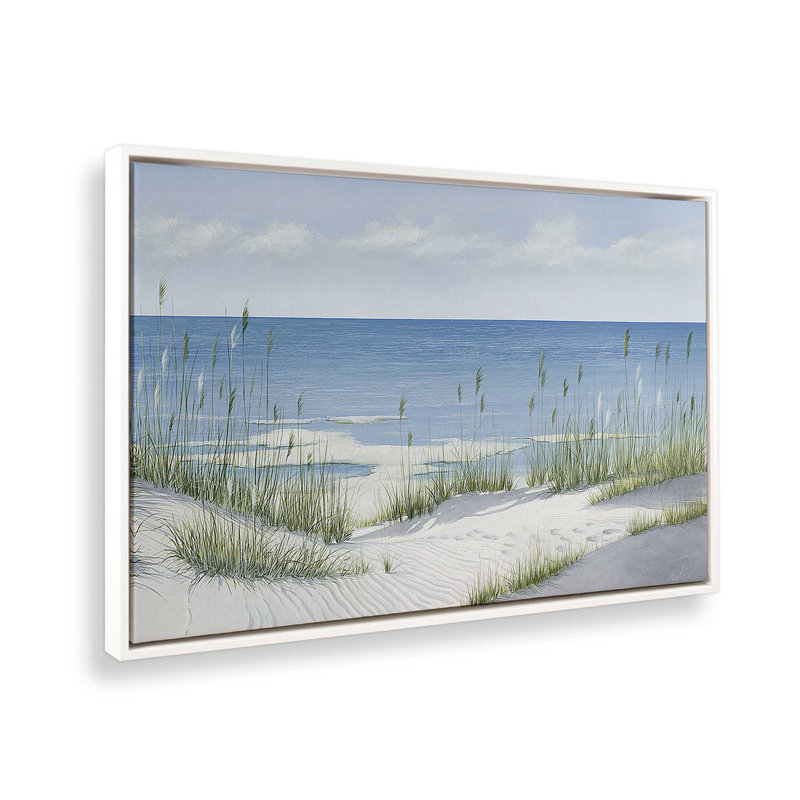 «Sandy Whispers On Canvas» par Max Maxx, reproduction, Cadre flottant blanc, H 26 po x l 38 po x P 1,75 po