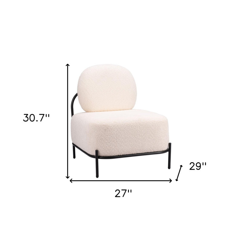 Chaise d'appoint rembourrée 27 po Sherpa blanc et noir