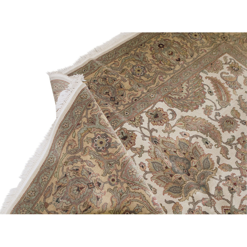 Tapis brun / beige en laine noué à la main de conception unique 8 pi x 9 pi 11 po