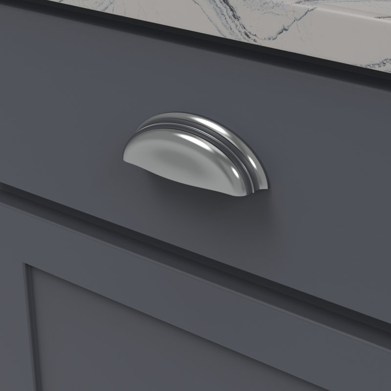 Fuller Collection Cup Pull - 3-3/4" Center to Center Cabinet Pull - Traditional Hardware for Drawers & Cabinets, Chrome