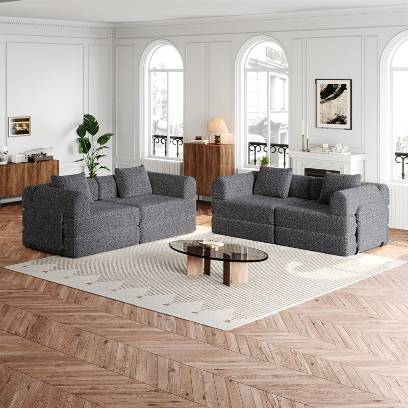 4-Seater Convertible Sofa Bed, Gray