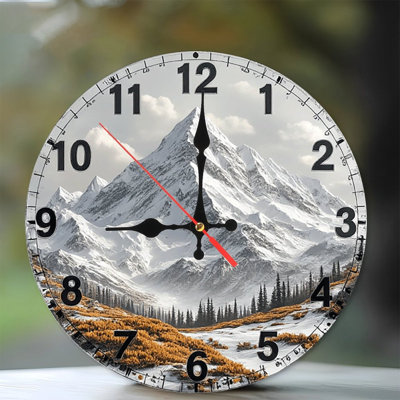 Mountain Peak Scenic Wall Clock Winter Landscape