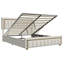 UK & EU Velvet Ottoman Bed with Fluted Gold-Trim Headboard, Luxury Gas-Lift Storage Bed, Beige/Black-2049530056-2049530070